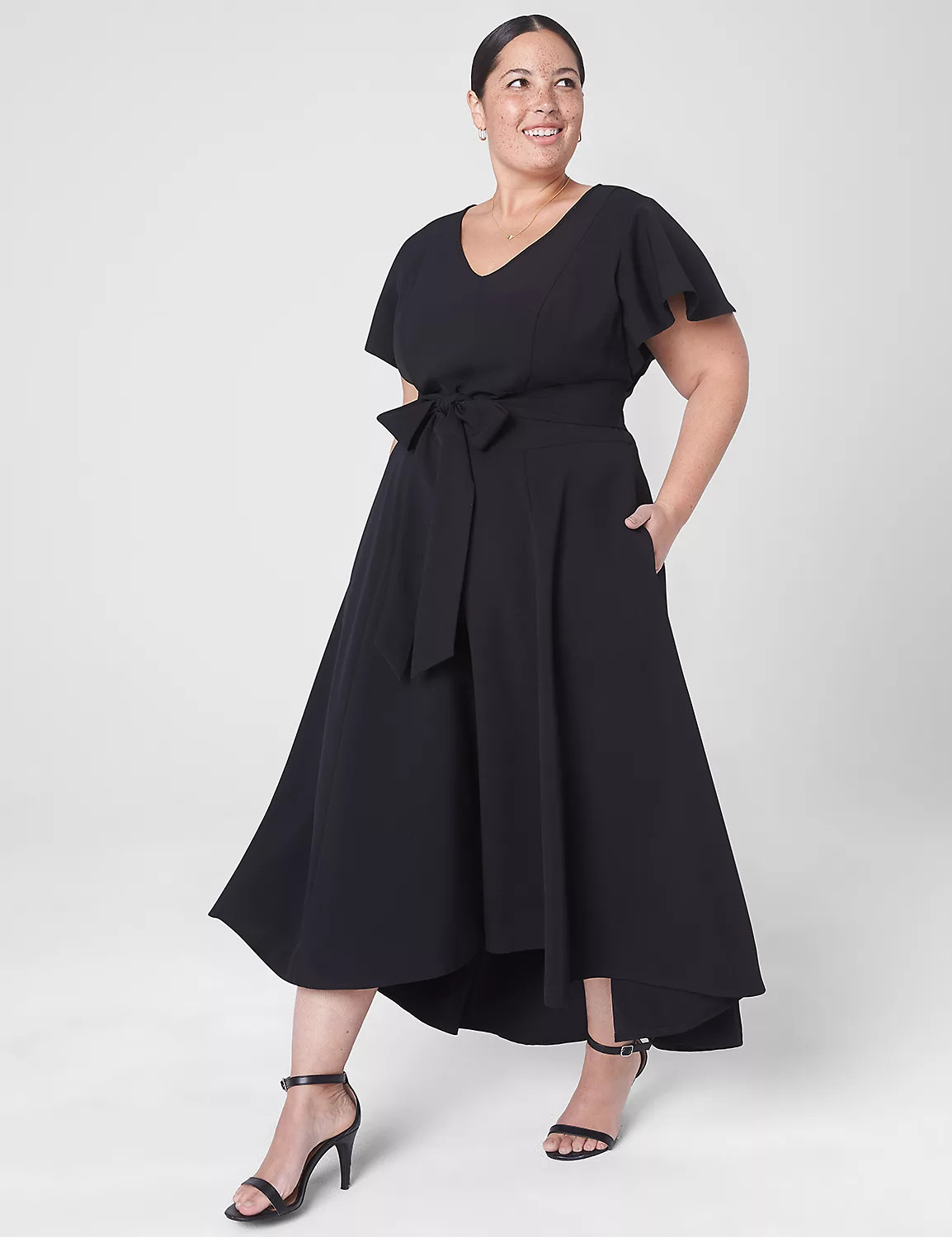 Lena V-Neck High-Low Midi Dress | LaneBryant | Lane Bryant (US)