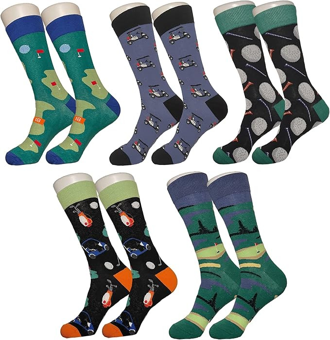 Golf Fun Dress Socks - 5 Pack , Blue, Green, Black Novelty Socks | Amazon (CA)