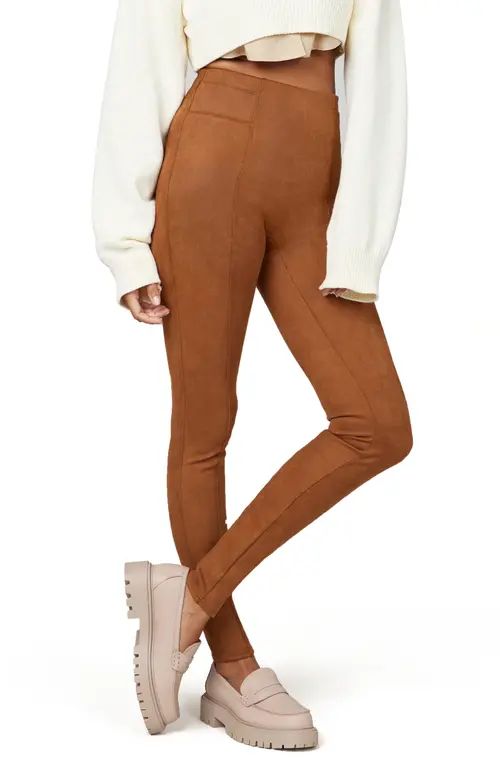 SPANX® High Waist Faux Suede Leggings in Rich Caramel at Nordstrom, Size Small | Nordstrom