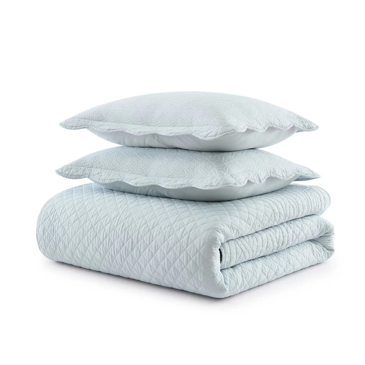Martha Stewart Vintage Scallop Solid Cotton Reversible Quilt Set | Wayfair North America