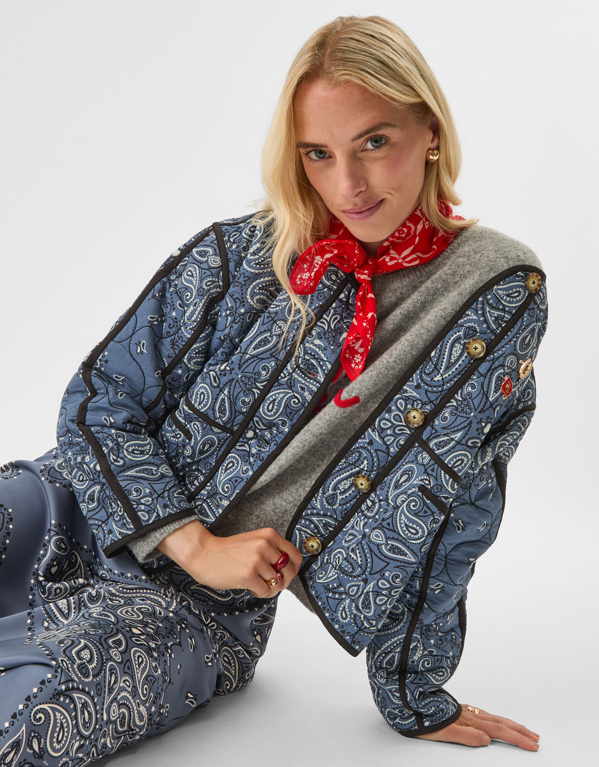 Paisley Print Quilted Jacket Blue | Accessorize (Global)