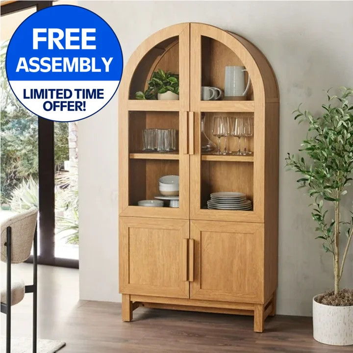 Better Homes & Gardens Juliet Kitchen Rounded Arch Cabinet, Light Honey | Walmart (US)