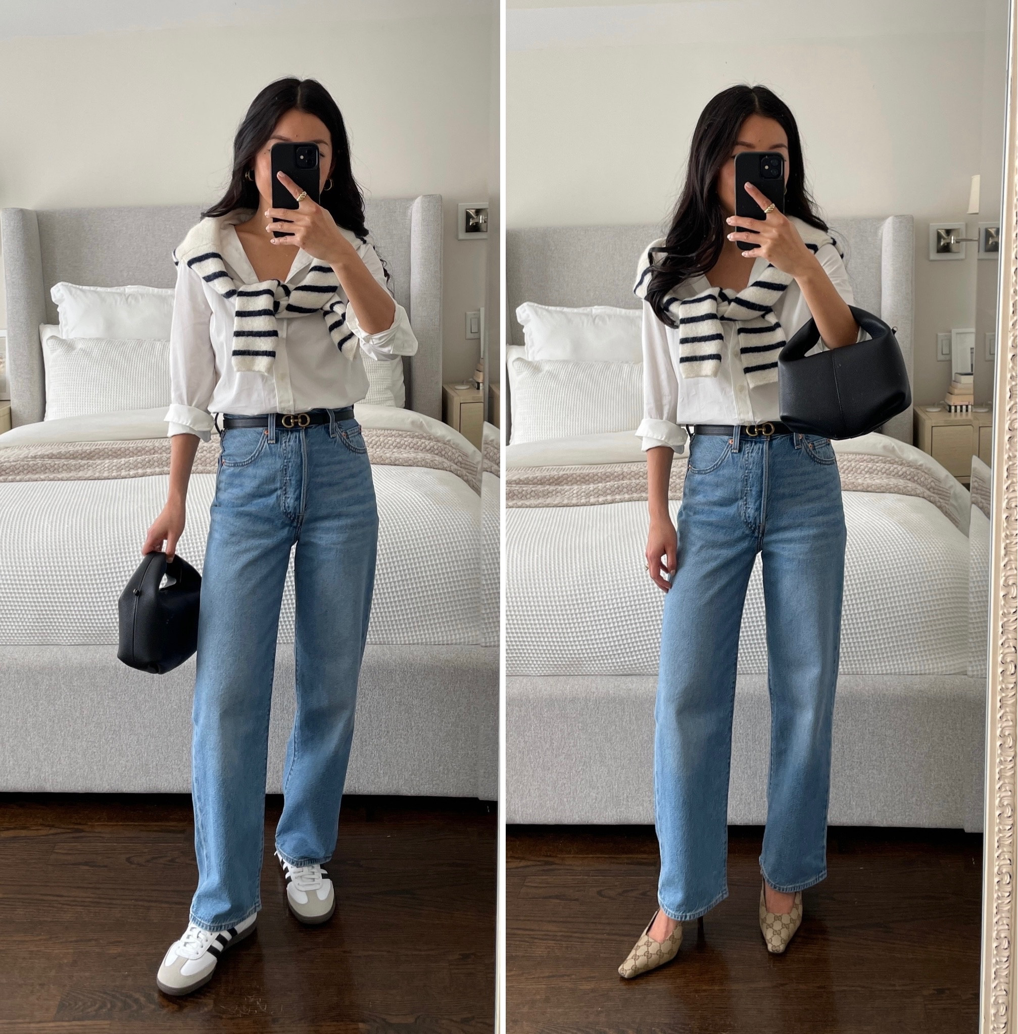 Some of my favorite Levi’s on sale 

• Levi’s Ribcage straight in medium wash 24x 27 - very high rise straight jean that is ankle length on model but a great full length on me for wearing with flats or sneakers. 

I went TTS and have these in white, dark, light blue, and gray washes. Size 24 x 27 measures 12.5” across waist, 11” rise, 26.5” inseam.

• Linked similar bag

• Adidas sambas men's 4 = women's 5/5.5

• Gucci heels 35

#petite friendly spring outfits #LTKSpringSale

#LTKfindsunder100 #LTKsalealert #LTKSeasonal