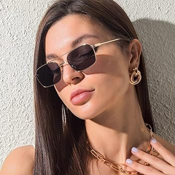 FEISEDY Fashion Square Aviator Sunglasses Women Men Trendy Retro Metal Frame Sun Glasses Candy Co... | Amazon (US)