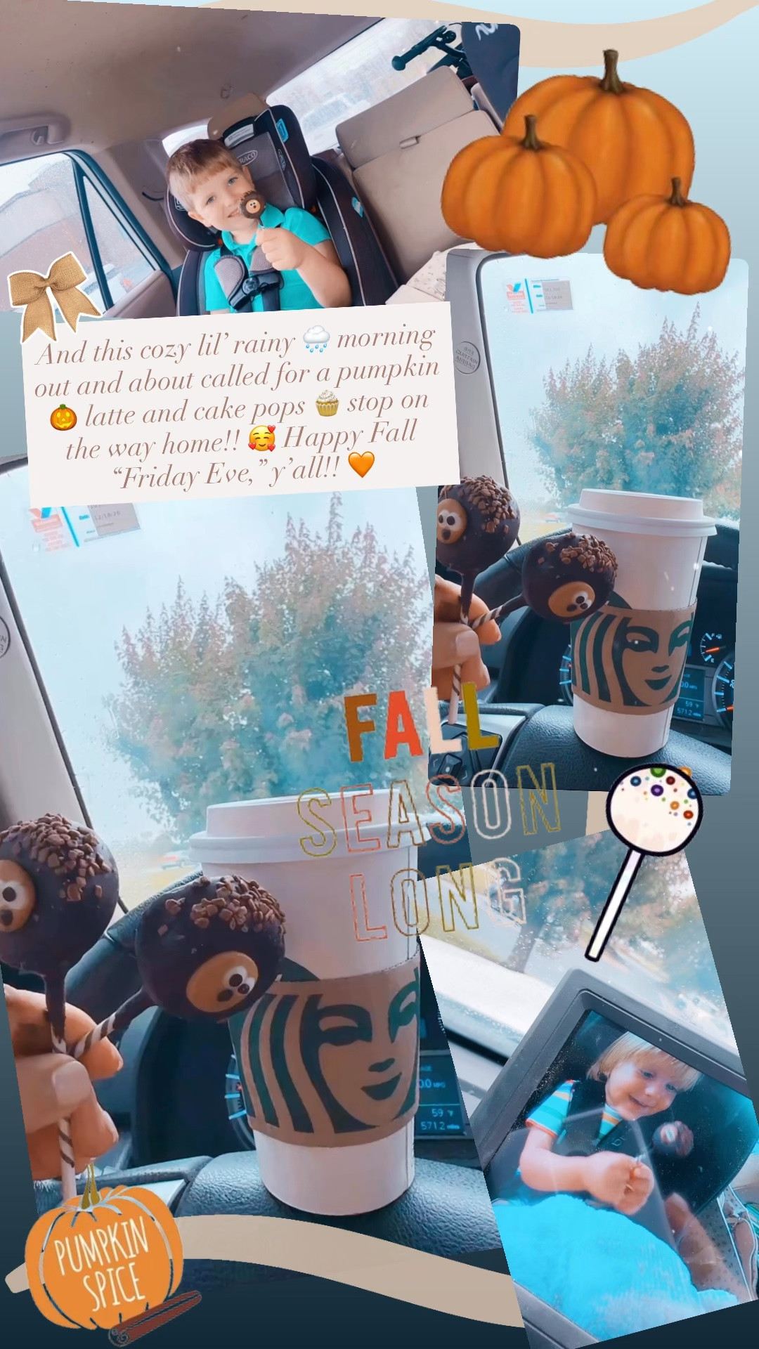 And this cozy lil’ rainy 🌧️ morning out and about called for a pumpkin 🎃 latte and cake pops 🧁 stop on the way home!! 🥰 Happy Fall “Friday Eve,” y’all!! 🧡