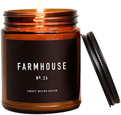 Sweet Water Decor Farmhouse Candle | Autumn, Cinnamon, and Nutmeg, Fall Scented Soy Wax Candle fo... | Amazon (US)