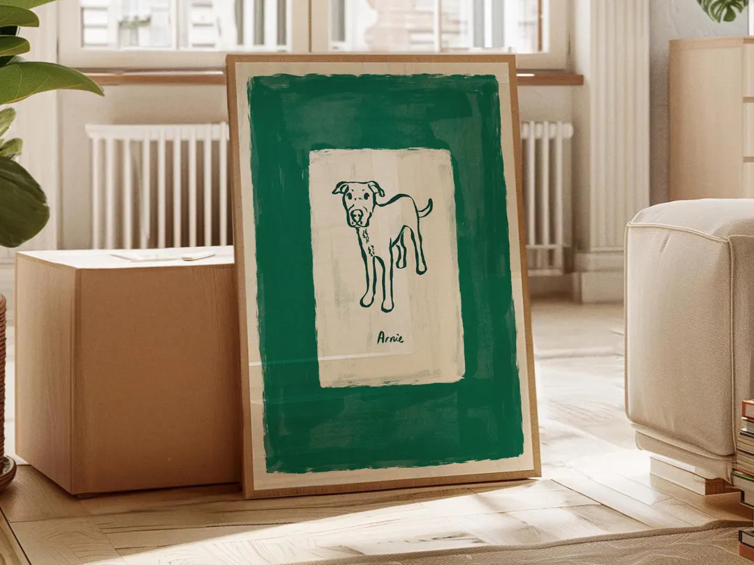 Painted Pet Portrait, Custom Hand Drawn Artwork, Colorful Digital Wall Art, Modern Fine Art Galle... | Etsy (US)