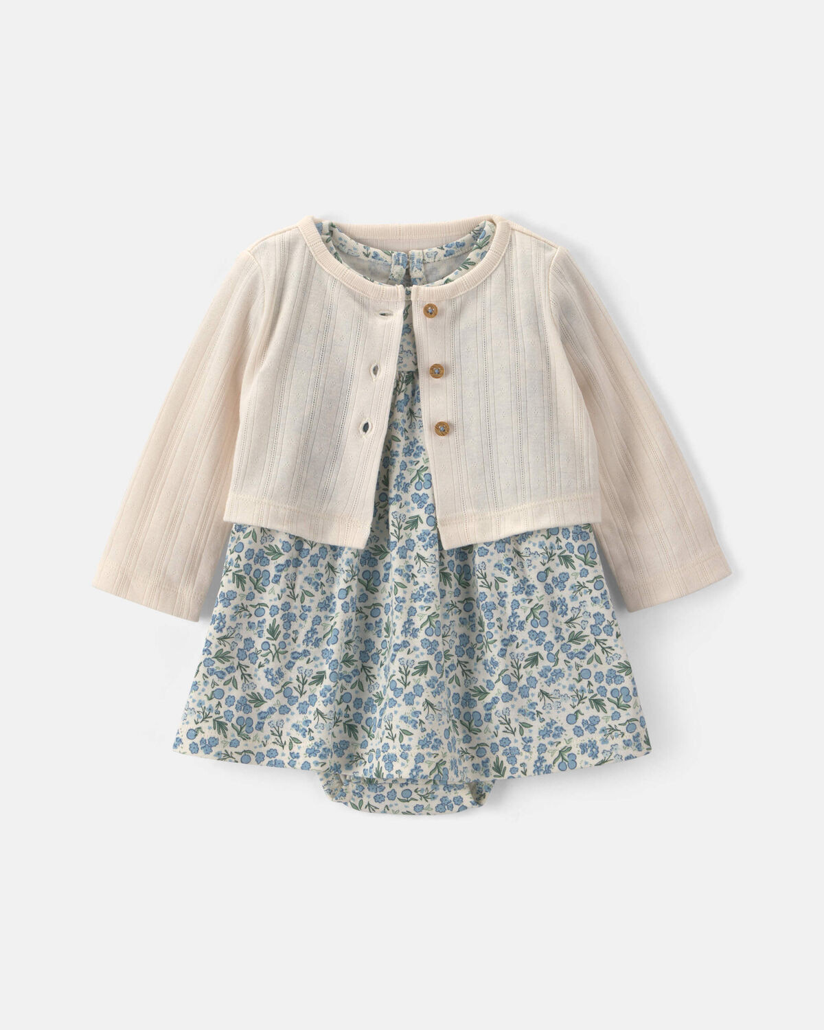Baby Girl 2-Piece Floral Cardigan Dress Set - Blue | Carter's Inc