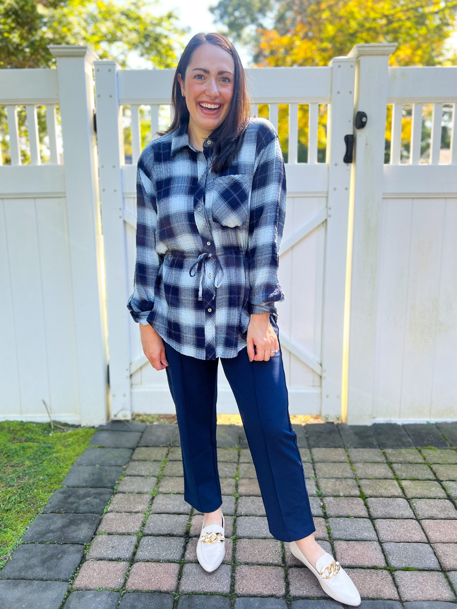 Plaid top: small
Loft pants: small petite
Flats: sized up half 

#LTKworkwear #LTKfindsunder50 #LTKstyletip