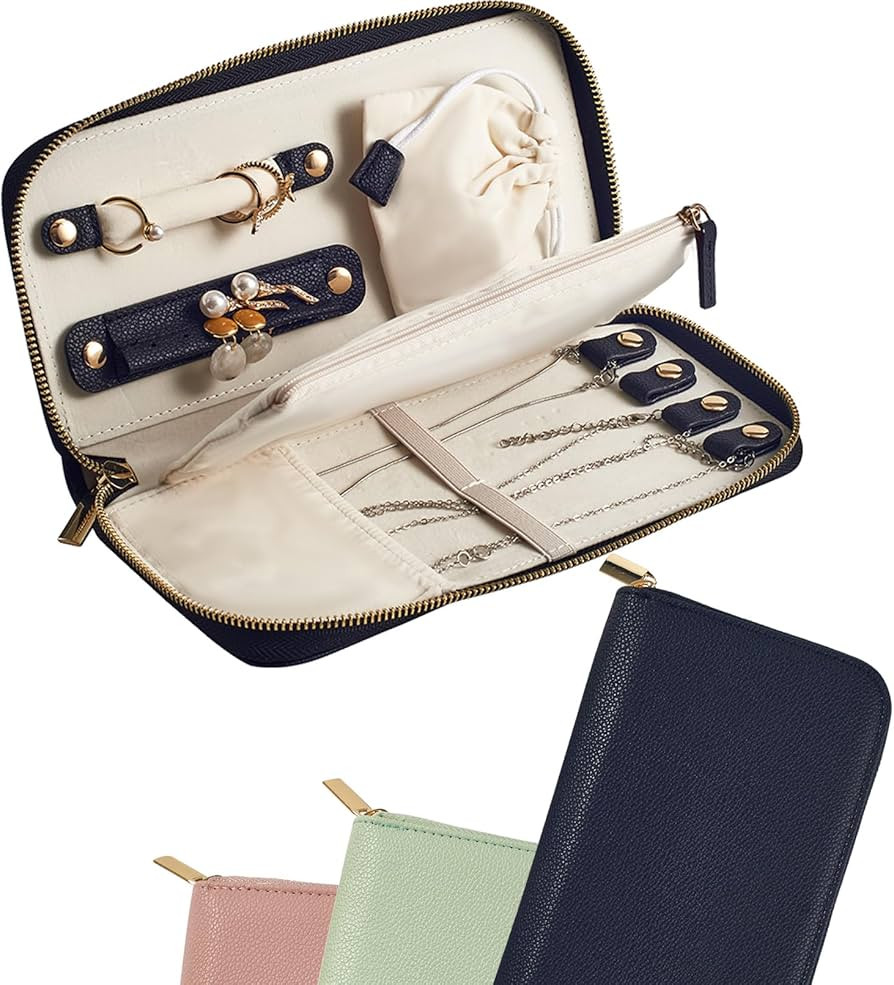 Travel Jewelry Organizer Case - for Tangle-Free Necklaces, Earrings, Rings, Bracelets Storage, Tr... | Amazon (US)