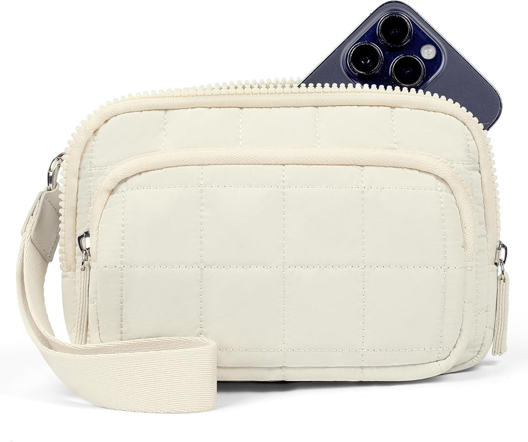 VONAL Wristlet Wallets for Women Nylon Quilted Wallet with 3 Zipper Purse for Travel Credit Card ... | Amazon (US)