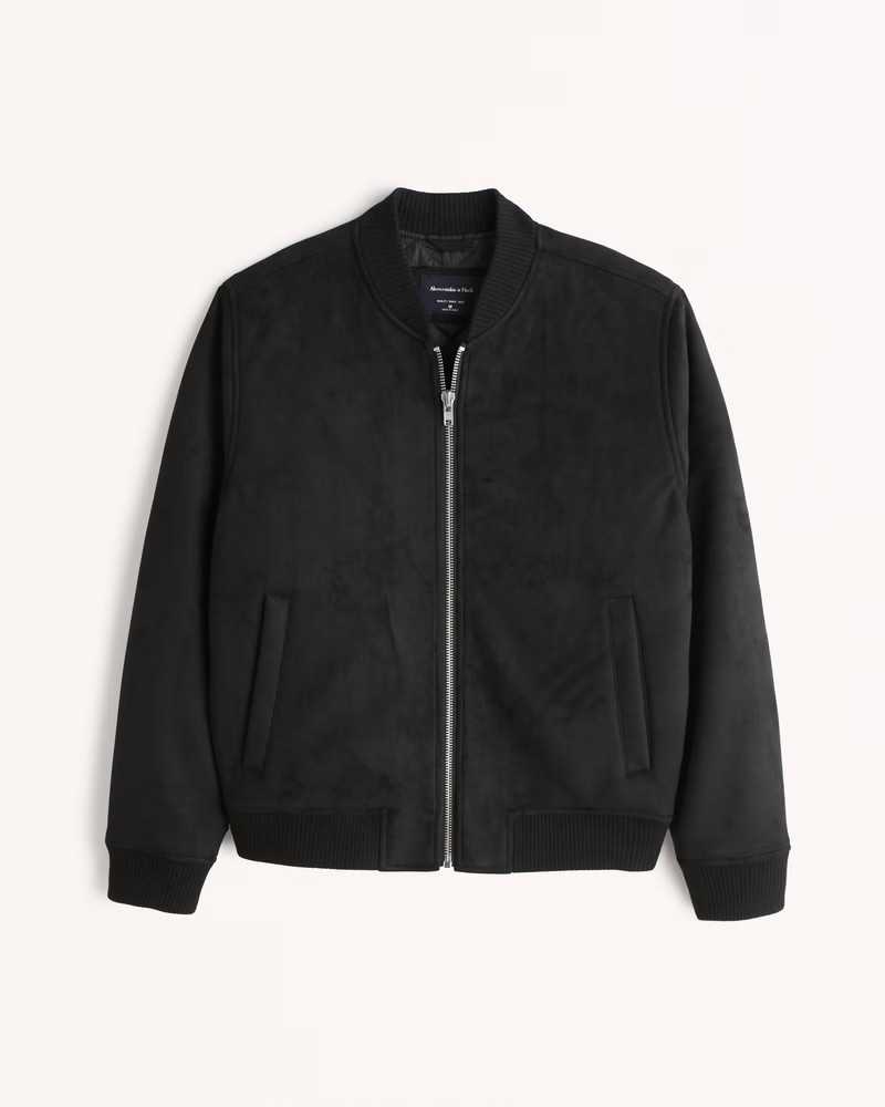 Men's Vegan Suede Bomber Jacket | Men's | Abercrombie.com | Abercrombie & Fitch (US)