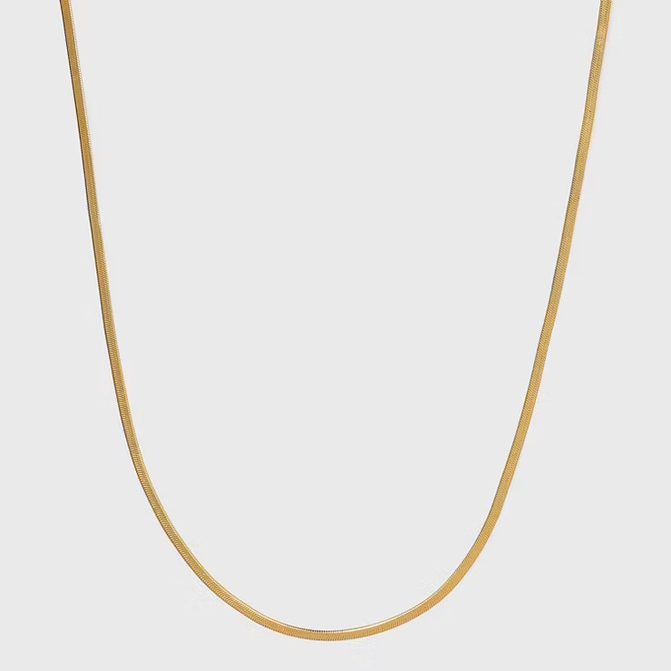 14K Gold Plated Herringbone Chain Necklace - A New Day™ | Target