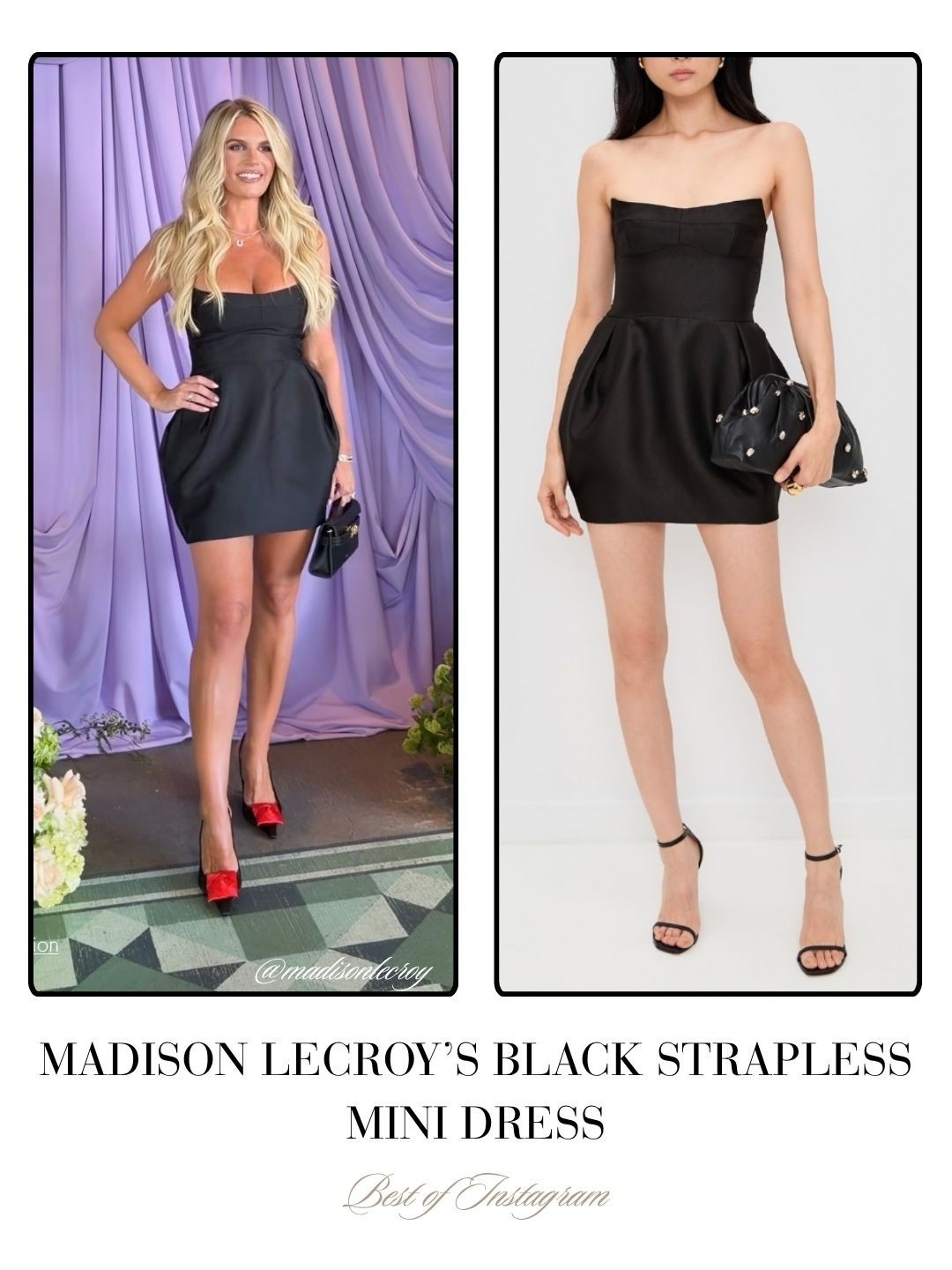 Madison LeCroy’s Black Strapless Mini Dress 📸 = @madisonlecroy