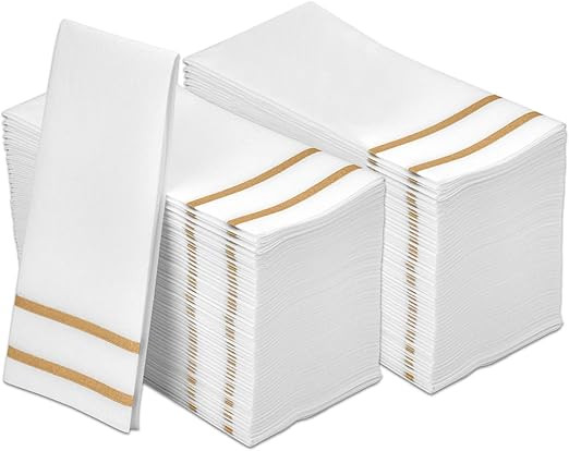 Disposable Hand Towels for Bathroom, Gold Design 200 Disposable Linen-Feel Guest Towels – Forma... | Amazon (US)