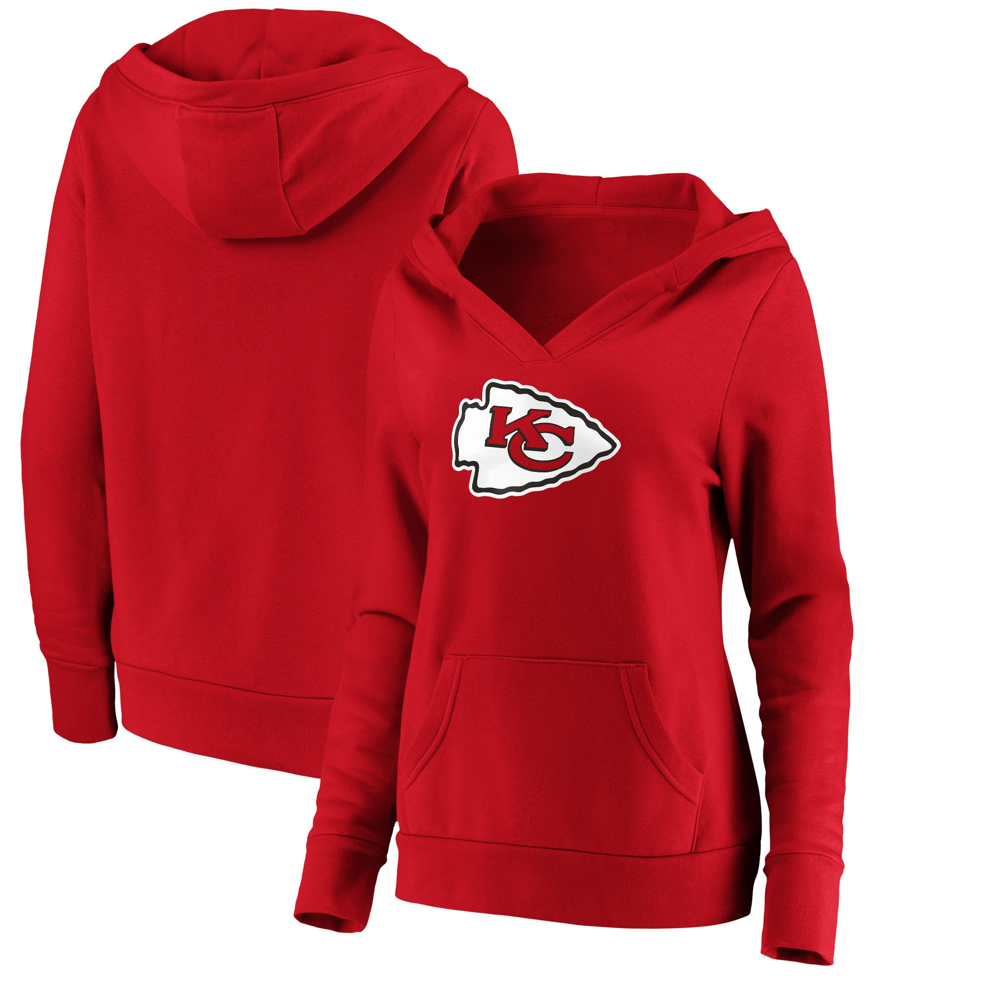 Kansas City Chiefs Fanatics Women's Primary Team Logo V-Neck Pullover Hoodie - Red | Fanatics
