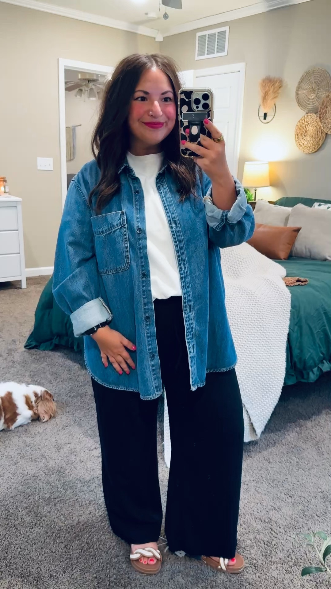 One of my go-to classroom formulas 🤍 Basic pieces + an oversized denim shirt = comfy, easy, and still totally school-ready. It’s the layer I grab on repeat because it goes with everything and makes getting dressed at 6am way simpler 🙌 

sandals: fit true to size // wearing a 5
pants: fit true to size (flowy fit) // wearing a short large
bubble tee: fits true to size // wearing a large
denim jacket: fits true to size // wearing an XL
#TeacherOOTD #ClassroomStyle 

 

#LTKootd #LTKMidsize #LTKWorkwear