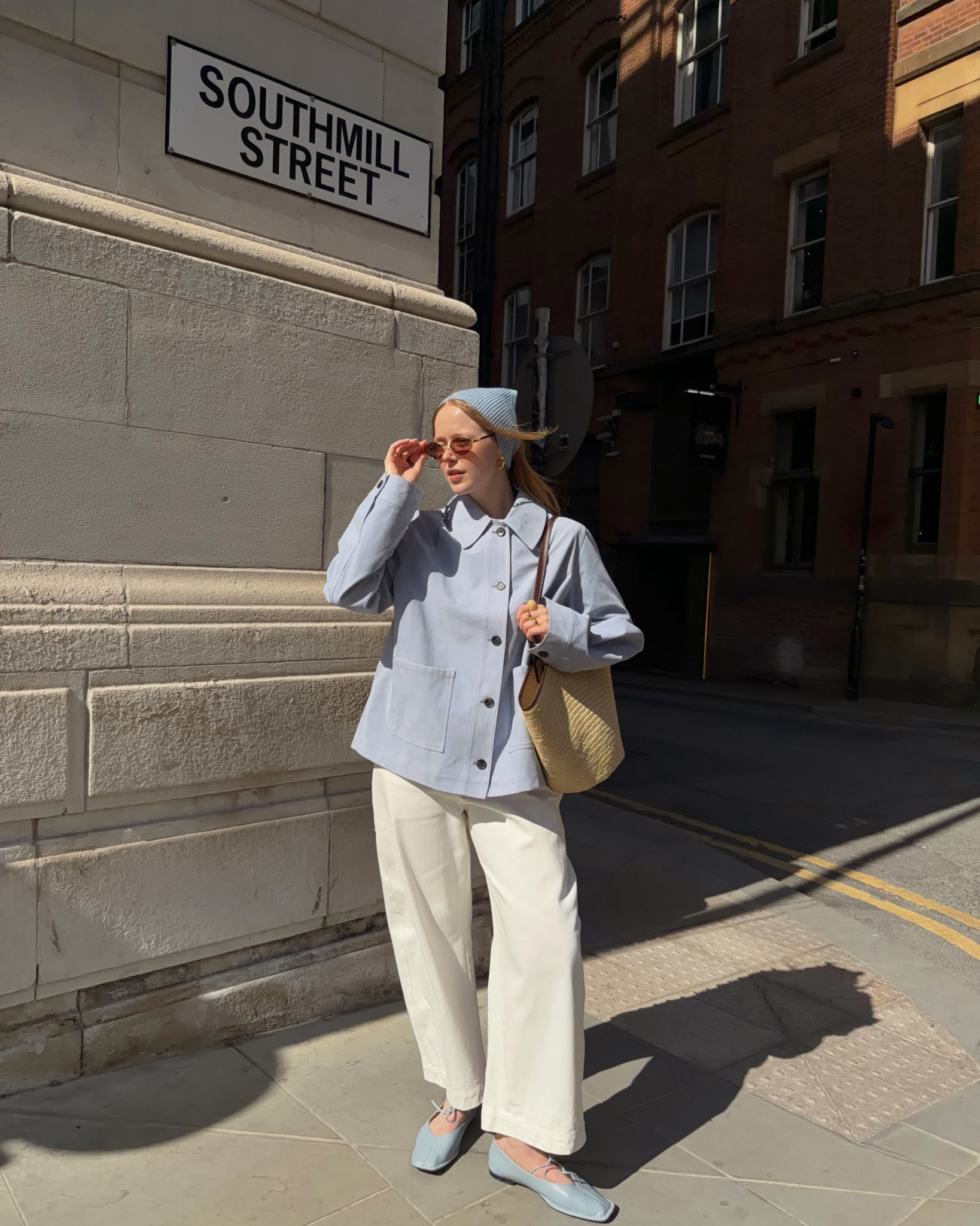 Baby Blue, Suede Jacket, Spring Jacket, White Jeans, Ballet Flats, Alohas 

#LTKeurope #LTKspring #LTKuk