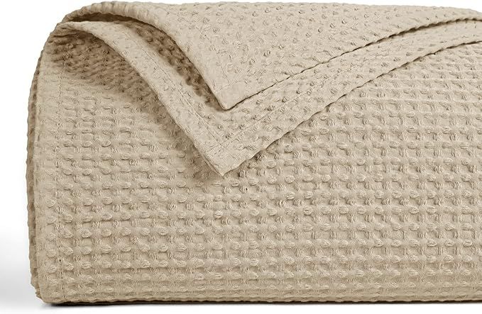 PHF 100% Cotton Waffle Weave Blanket Queen Size 90"x 90"- Washed Warm Soft Lightweight Breathable... | Amazon (US)