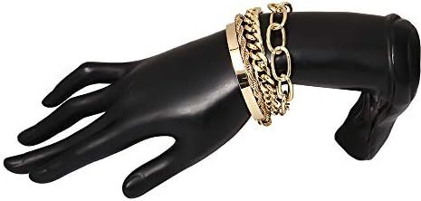 fxmimior Dainty Boho Gold Silver Chain Bracelets Set for Women Adjustable Fashion Beaded Chunky Flat | Amazon (US)