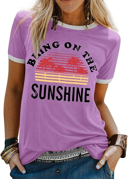 Nlife Bring On The Sunshine Graphic Long Sleeves Tees Blouses for Women Tops Sweaters for Women | Amazon (US)