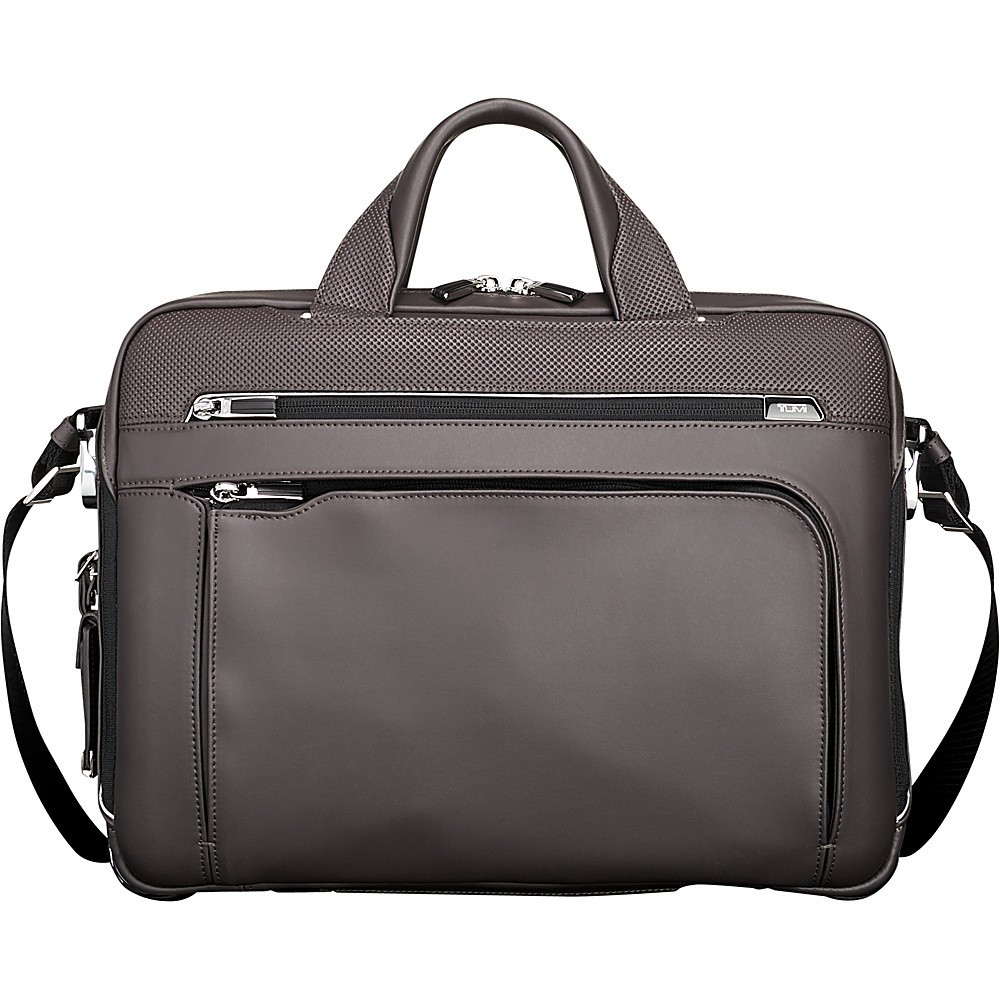 Tumi Arrive Sawyer Leather Brief Taupe - Tumi Non-Wheeled Business Cases | eBags