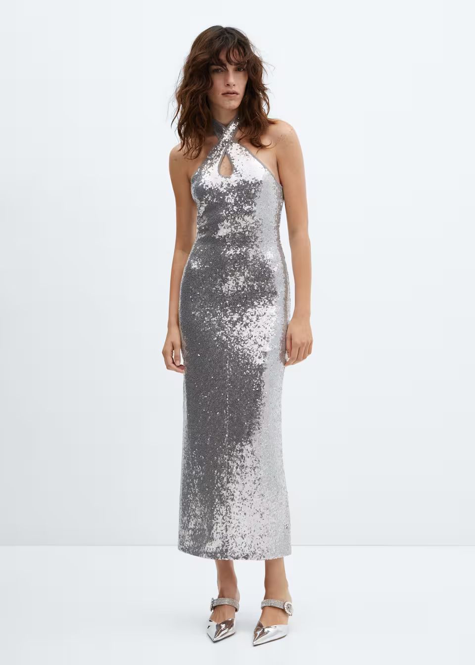 Sequined halter neck dress -  Women | Mango USA | MANGO (US)