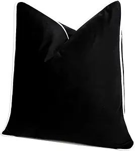 THE-TINOART Solid Black White Velvet Throw Pillow Cover Luxury Euro Cushion Sham Super Soft Velve... | Amazon (US)