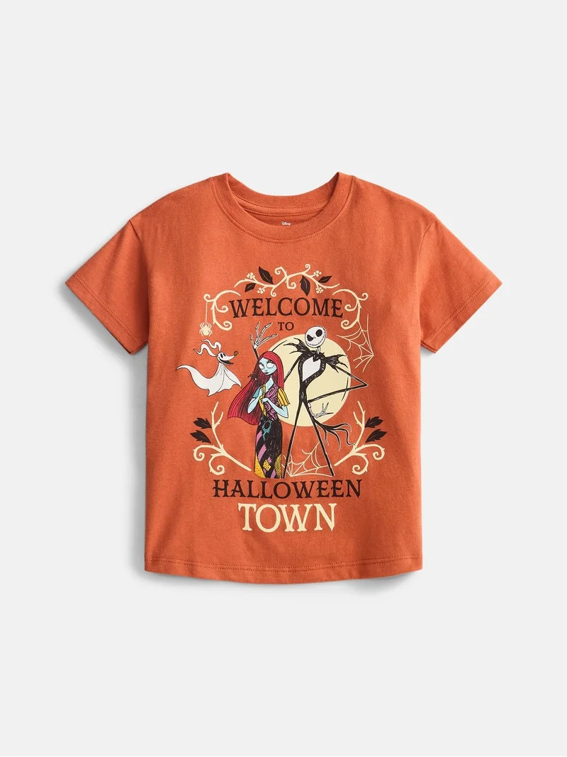 Nightmare Before Christmas Toddler Girls Halloween Crewneck Tee with Short Sleeves, Sizes 12M-5T | Walmart (US)