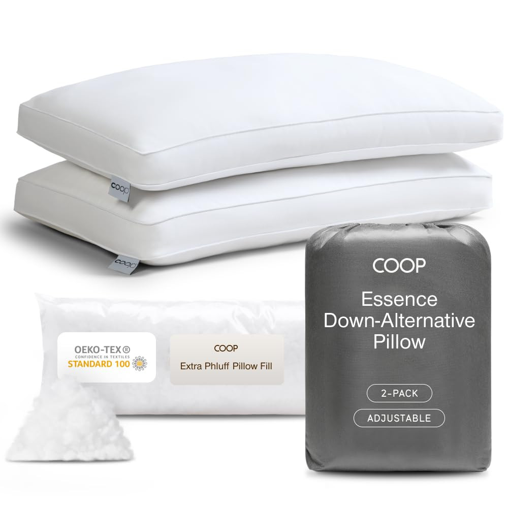 Coop Home Goods Essence Down Alternative Pillow Set of 2, Queen Size, Best Pillows for Sleeping, ... | Amazon (US)