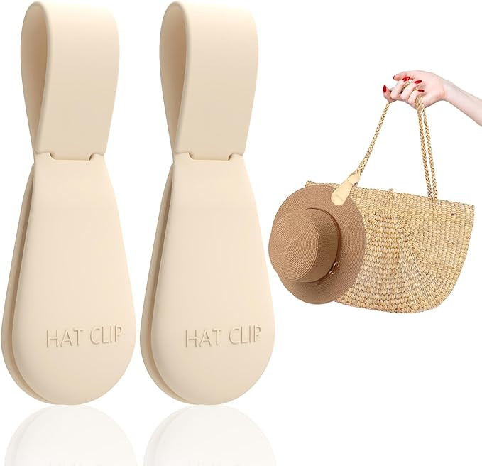 Magnetic Hat Clip for Travel on Bag, 2Pcs Light Khaki Silicone Hat Clip Magnet Hat Holder Hat Hoo... | Amazon (US)