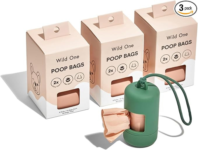 Wild One Dog Poop Bag Holder and Dispenser with Leash Attachment, Leak Proof, Easy Twist Top for ... | Amazon (US)