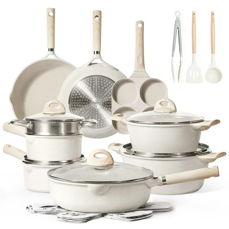 Carote Nonstick Pots and Pans Set, 21 Pcs Induction Kitchen Cookware Sets (Beige Granite) | Walmart (US)