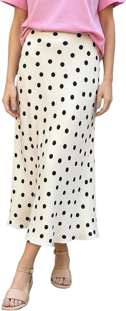 GORGLITTER Women's Polka Dots Maxi Skirt Vintage Elegant Pencil Flowy Long Skirts | Amazon (US)