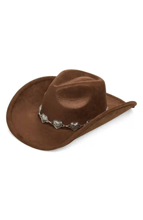 BP. Heart Trim Cowboy Hat in Brown- Silver at Nordstrom | Nordstrom