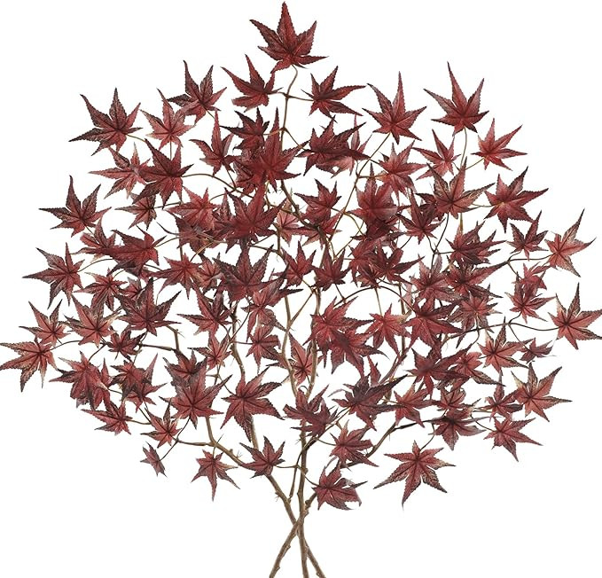 DILATATA 3 Pcs Artificial Maple Leaves Branches 23.6 Inch Fake Fall Maple Plants Autumn Leaf Bush... | Amazon (US)