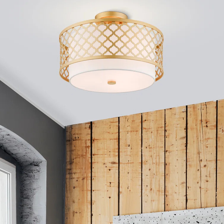 Dolly Shaded Drum Semi Flush Mount | Wayfair North America