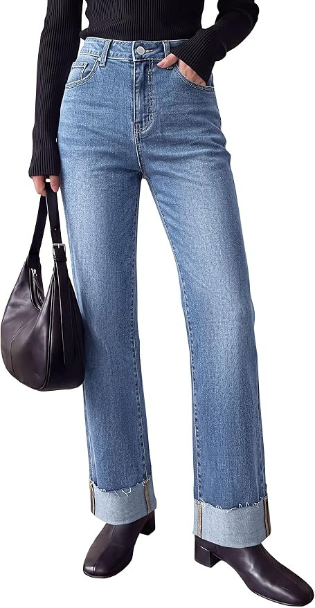 PRETTYGARDEN Women's Baggy Denim Jeans Wide Leg Pants | Amazon (US)