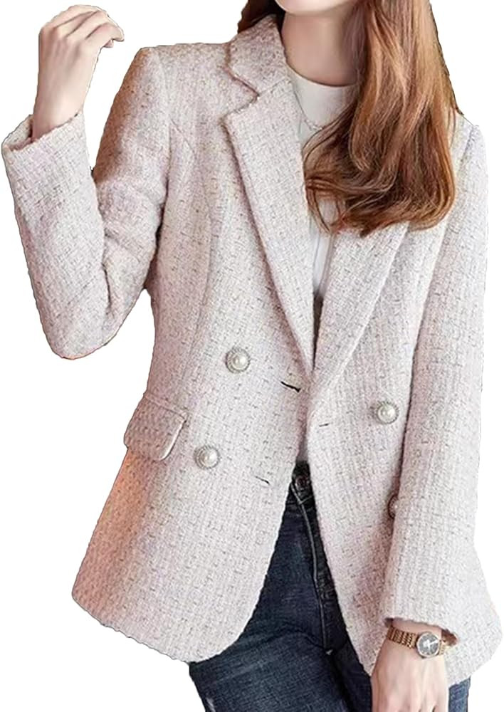 Womens Tweed Blazer Jackets Fall Winter Warm Fashion Casual Open Front Business Elegant Work Suit... | Amazon (US)