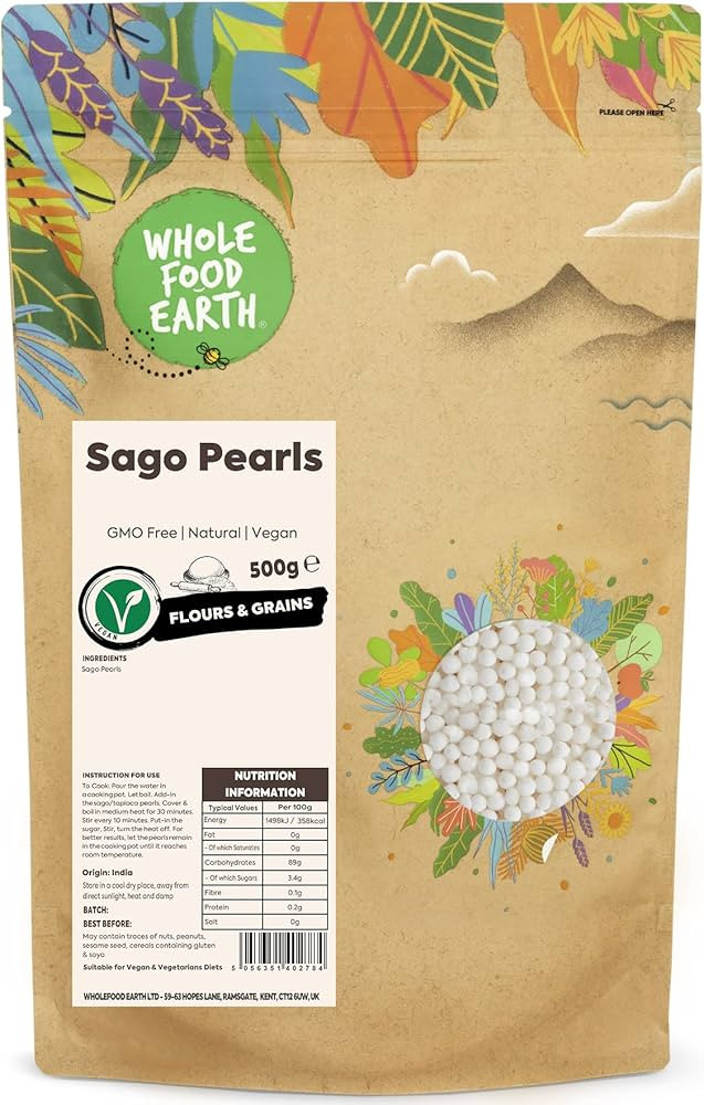 Wholefood Earth - Sago Pearls 500 g | GMO Free | Natural | Vegan | Amazon (UK)