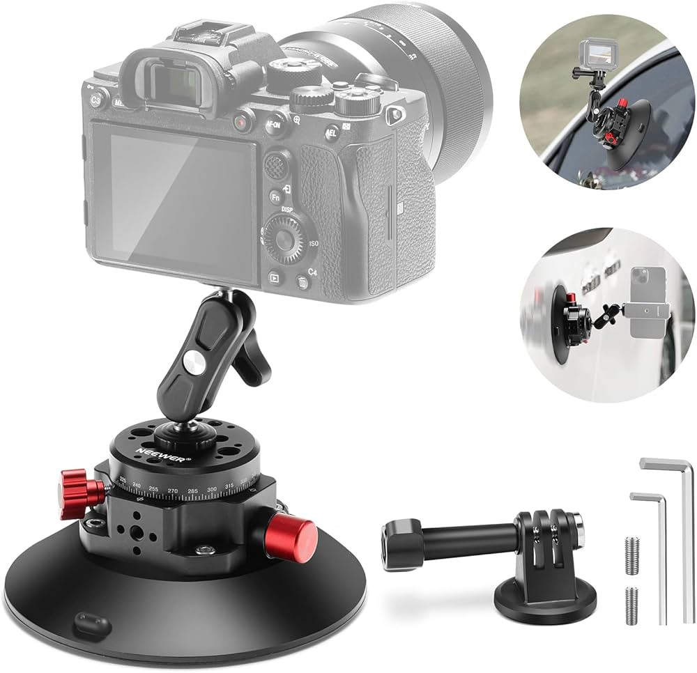 NEEWER 6"/15.2cm Camera Suction Cup Mount with Ball Head Magic Arm, Metal Suction Cup Mount on Ca... | Amazon (US)