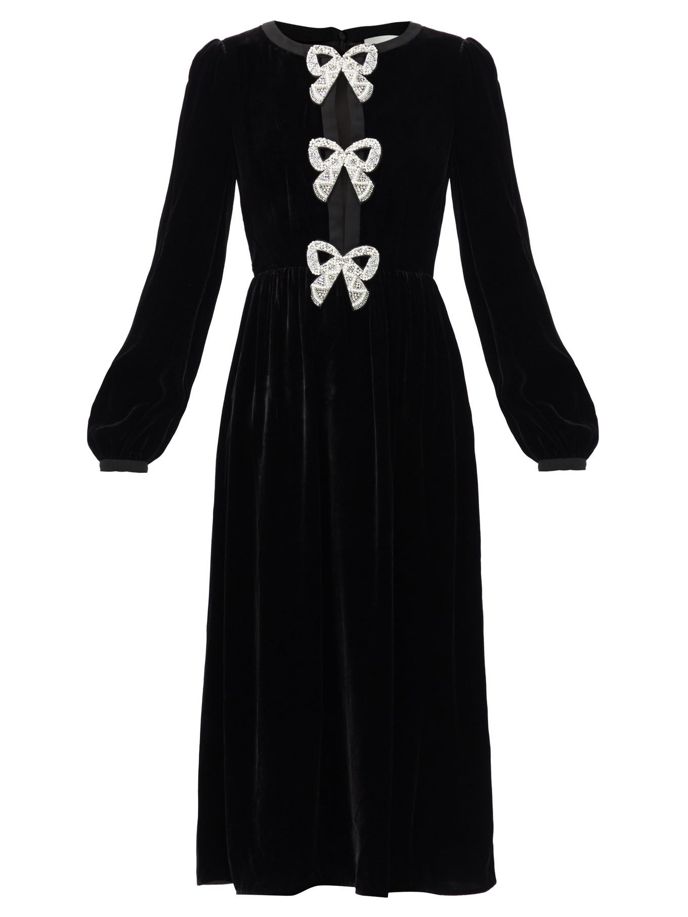 Camille crystal-bow velvet midi dress | Saloni | Matches (US)