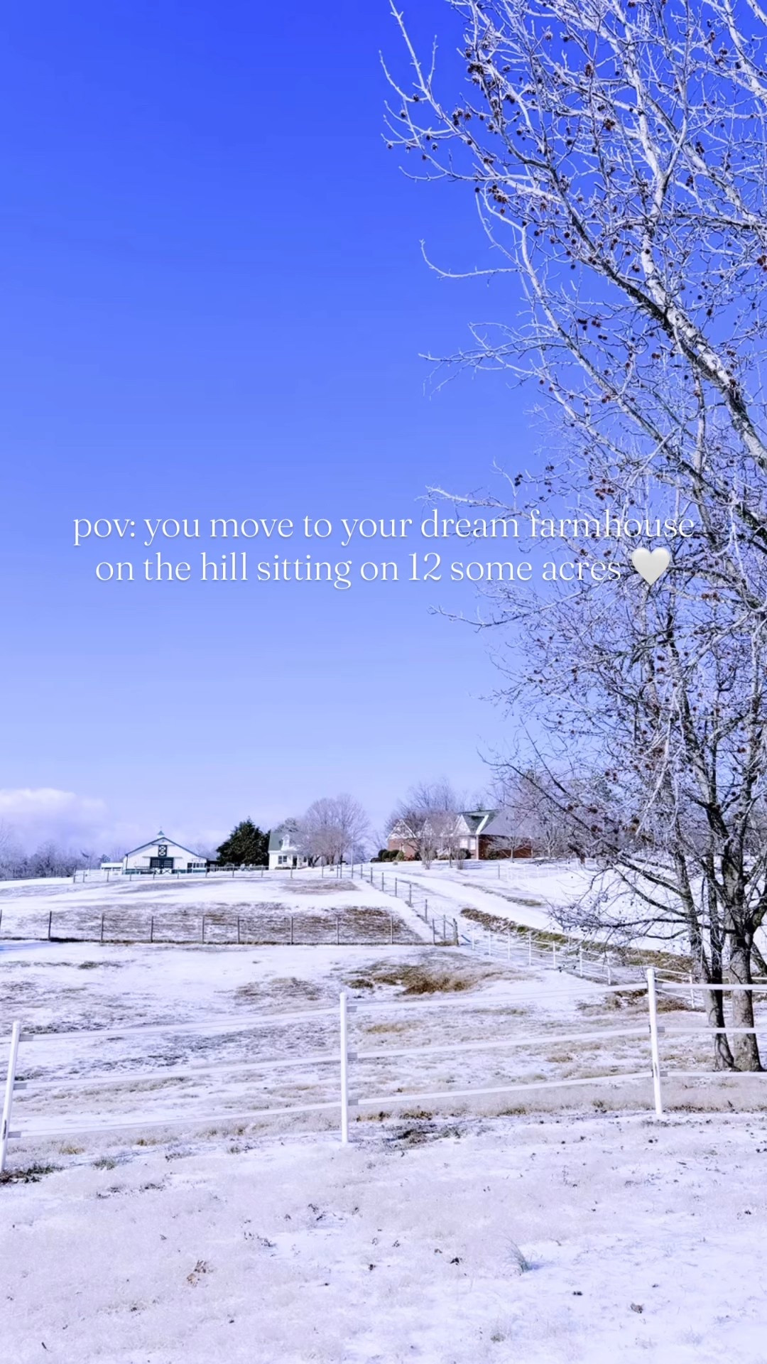 … and we couldn’t be more grateful that we get to plant our roots 🌱 and raise our babies 🤱👶🏼 here on the farm!! 🏡🚜 And I just can’t get over how unbelievably stunning 🤩 the house and barn 🐴 look covered in a blanket 🤍 of white!! ❄️🪵🌲🌨️🪿🌾 #ourfarmhouseonthehill #dreamfarmhouse #farmsweetfarm #foreverhome #farmhouseinthesnow