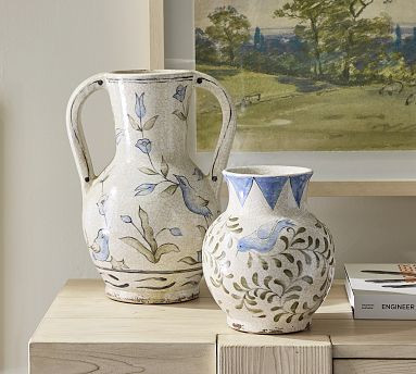 Handcrafted Bird Print Vase | Pottery Barn (US)