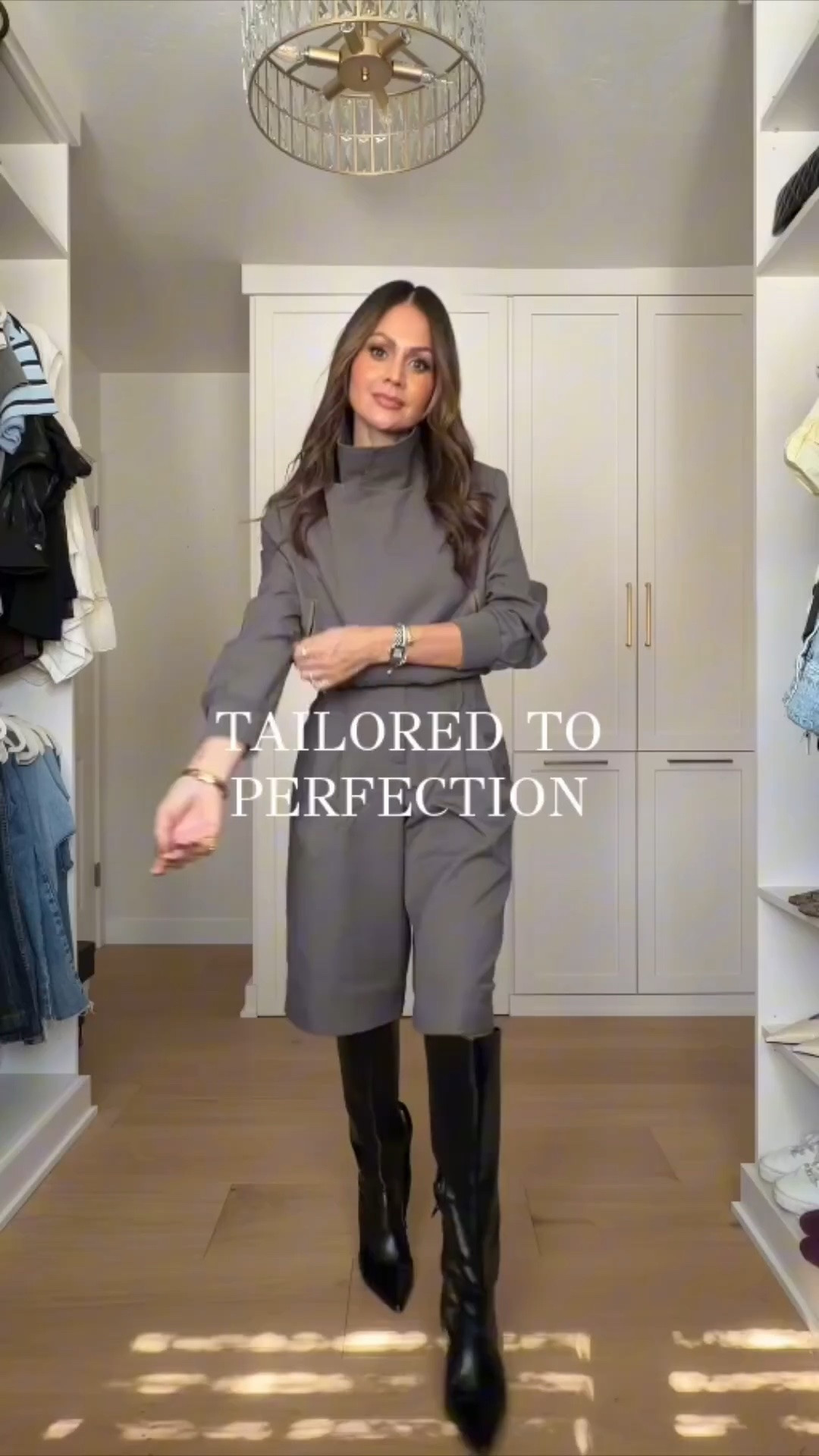 Tailored shorts and tall boots? Such a chic way to transition into fall