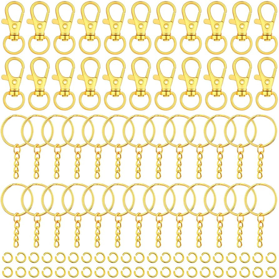 Keychain Rings for Crafts, Selizo 120pcs Gold Keychain Hardware Includes 60pcs Key Chain Hooks an... | Amazon (US)