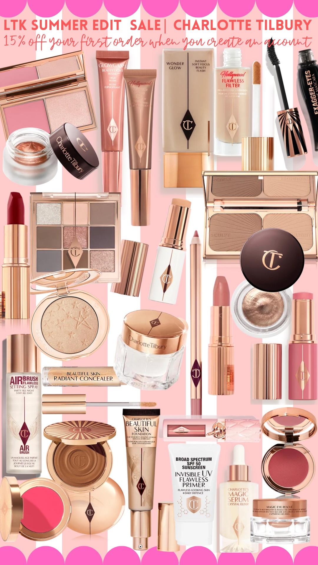 time to stock up on all things beauty with Charlotte Tilbury | use code DARLING15 to get 15% off your first order when you create an account … 

#LTKBeauty #LTKSummerEdit #LTKSaleAlert