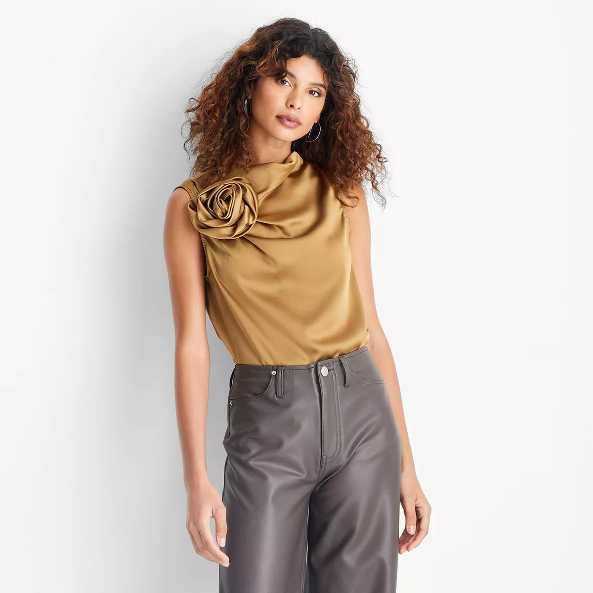 Women's Sleeveless Draped Rosette Top - Future Collective | Target
