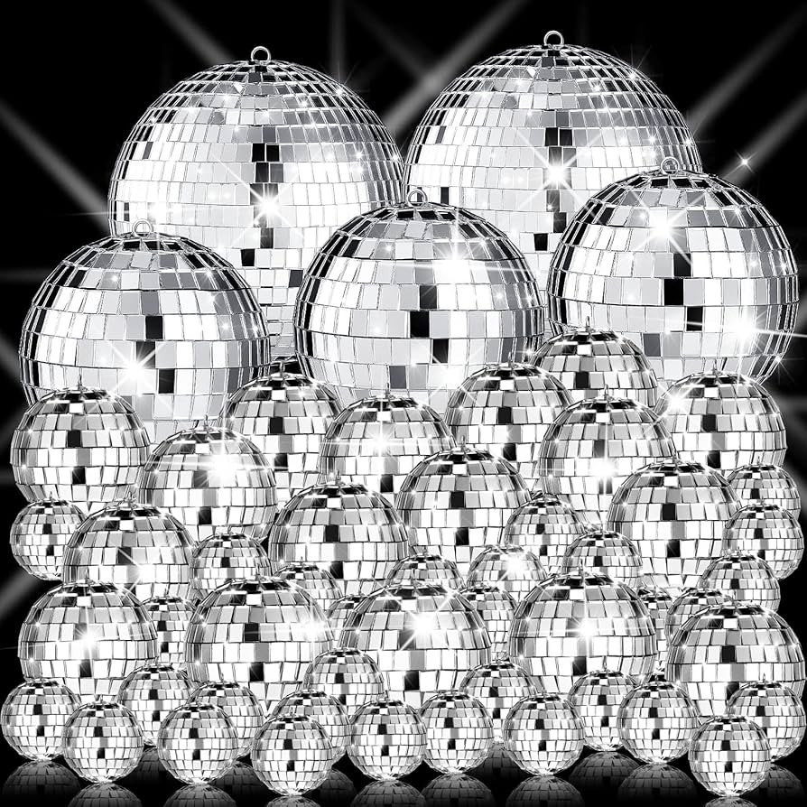 Sumind 50 Pcs Christmas Disco Balls Decor Silver Mirror Disco Balls Hanging Decor Assorted Reflec... | Amazon (US)