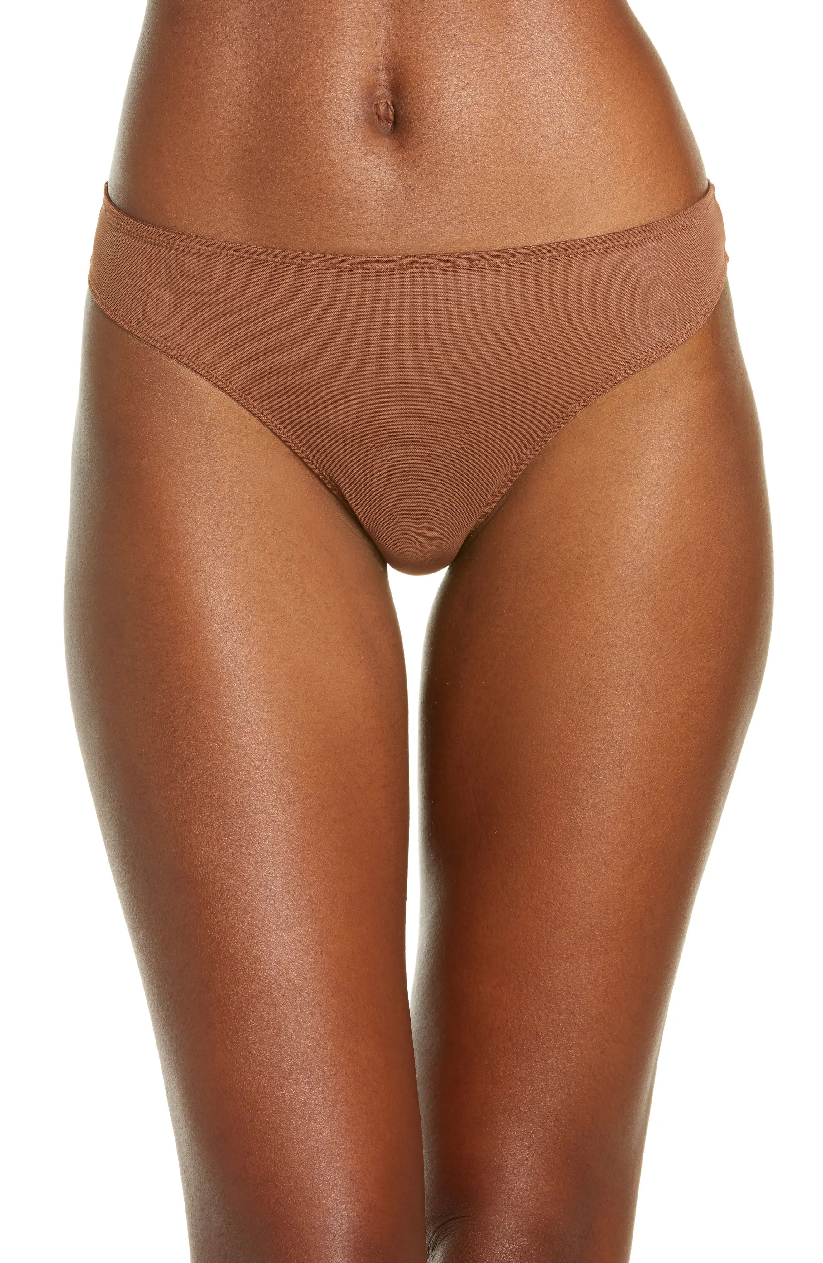 SKIMS Mesh Built Up Thong in Jasper at Nordstrom, Size 4 X | Nordstrom